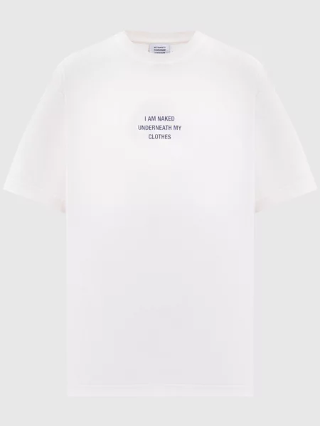 Футболка кольору айворі з принтом Vetements бежева