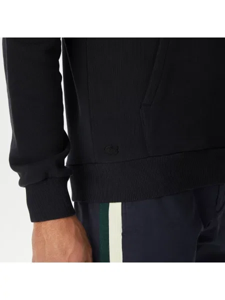 Lacoste Sweter Relaxed Fit Z Kapturem I Z Nadrukiem czarny