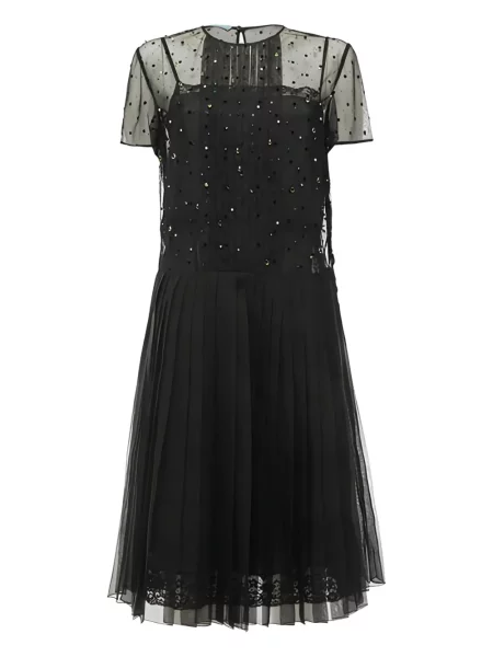 Rochie Prada plisată de cristal de costum negru