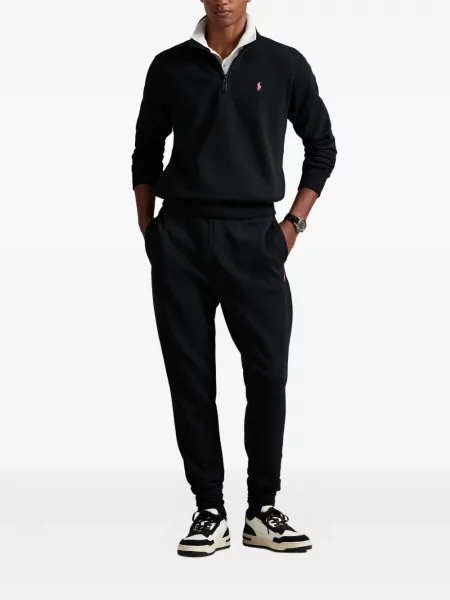 Kratak samt polo majica Polo Ralph Lauren s vezom crna
