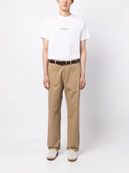 Raštuotas grafiniai marškinėliai Fred Perry apvaliu kaklu balta