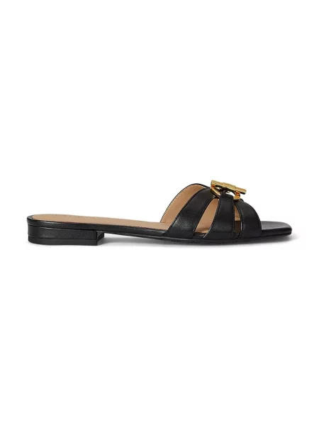 Kožené šľapky Lauren Ralph Lauren Blike Slide čierna