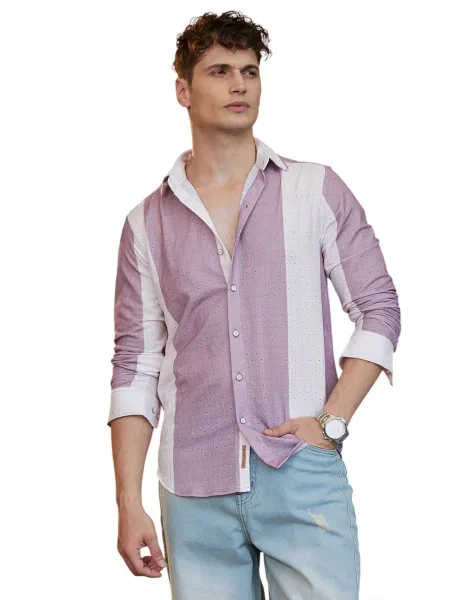 Campus Sutra Košile Sasha bledě fialová bílá