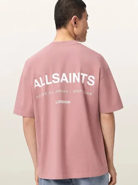 AllSaints oversize tričko pánske BACKSTAGE SS CREW ružová