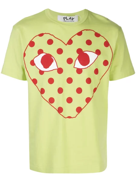 Koszulka Comme Des Garcons Play z nadrukiem zielona