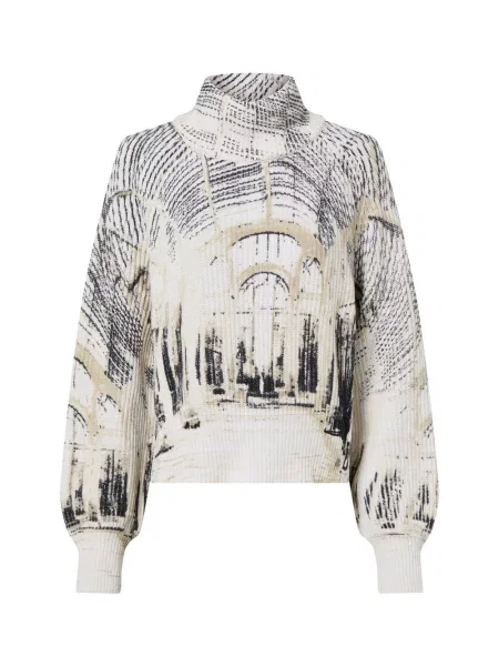 Monari Sweter z dzianiny Kobiety biały|czarny|beżowy wzorzysty 36 biały