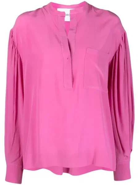 Jedwabna długa bluzka Nude różowa