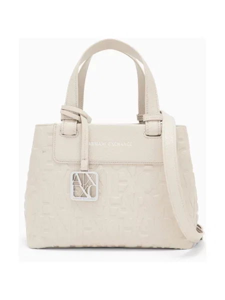 Geantă shopper Armani Exchange din piele bej