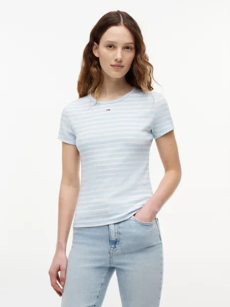 Tommy Jeans Tricou ESSENTIAL deschis / alb albastru