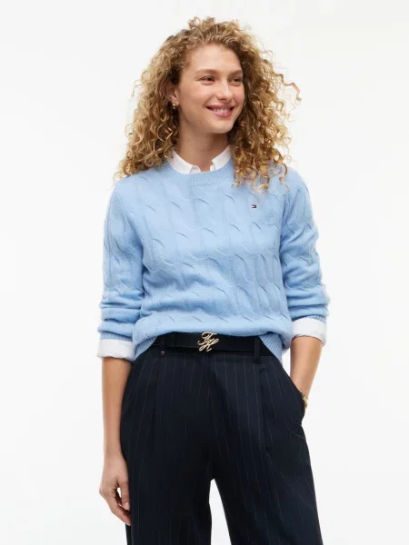 Tommy Hilfiger Sweter z dzianiny Kobiety Wełna S niebieski