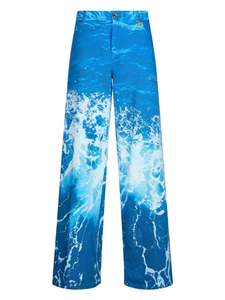 Pantaloni Roberto Cavalli cu imagine albastru
