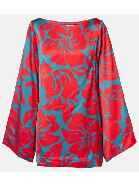 Top Dries Van Noten din satin cu imagine roșu