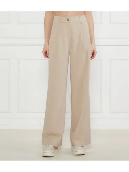 Joop! Nadrág Polly | flare fit len hozzáadásával bézs