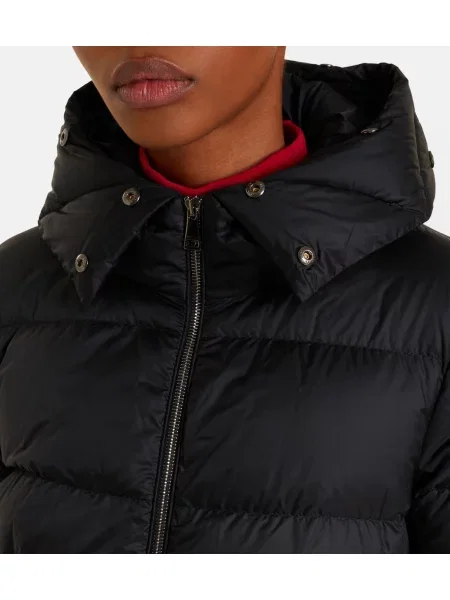 Geacă cu puf Moncler din piele de oaie negru