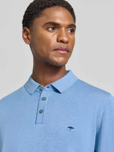Sweter z dzianiny z kołnierzykiem polo i listwą guzikową Fynch-hatton