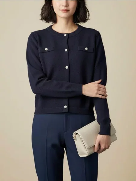 Кардиган з нагрудними темно-синій синій