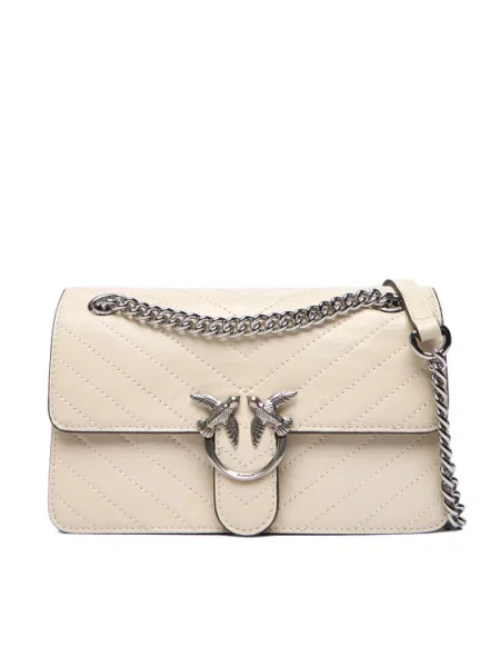 PINKO Rankinė ant peties Pinko Sac Rabat Love One Light Mini Vitello Wr Blanc' balta