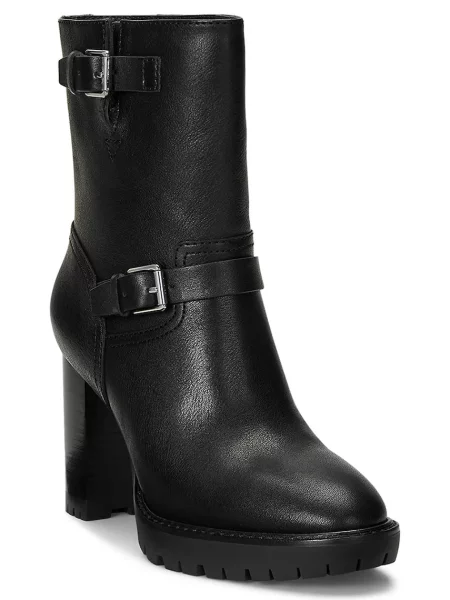 Kožené členkové topánky Lauren Ralph Lauren Lyvia čierna