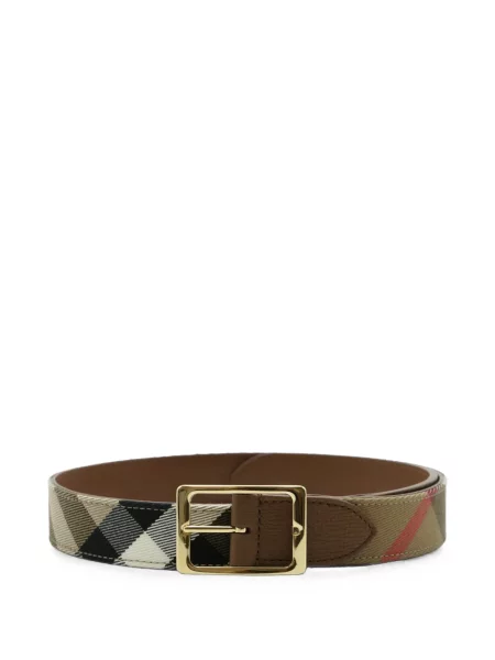 Cu centură curea Burberry în carouri maro