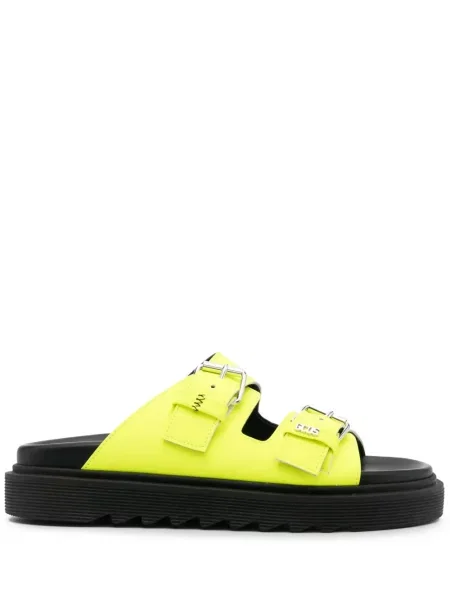 Papuci Gcds din piele cu cataramă galben