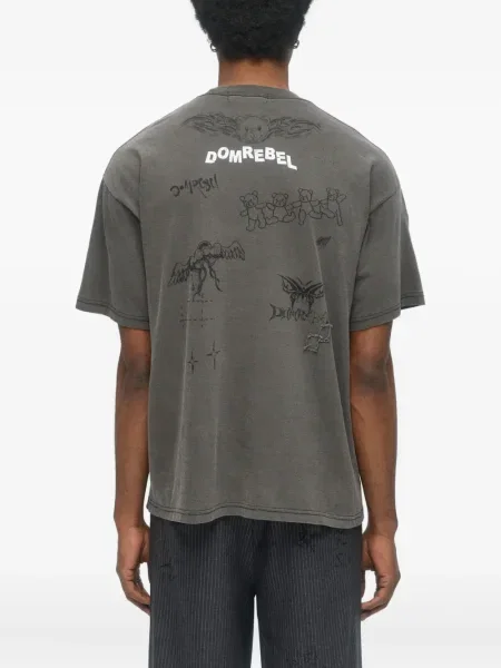 Тениска Domrebel с принт черно