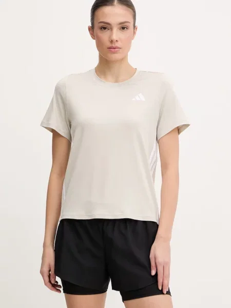 Koszulka adidas Train Essentials Workout 3 paski krótki rękaw beżowy XS biały