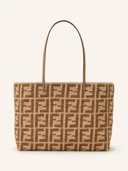 Fendi Shopper Roll Large žlutá/ světle hnědá žlutá