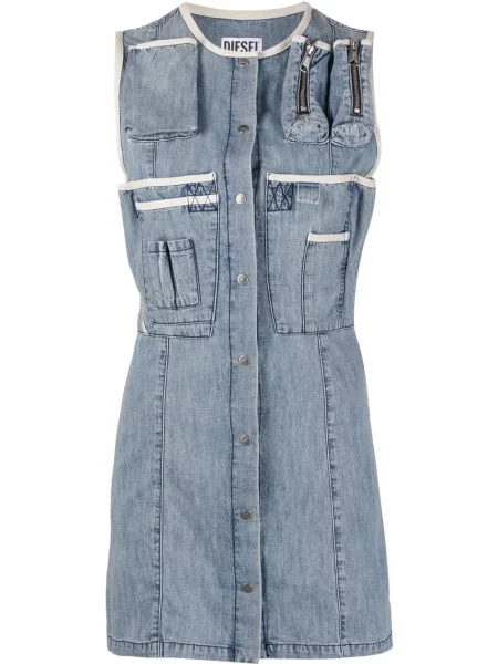 Rochie din denim Diesel albastru