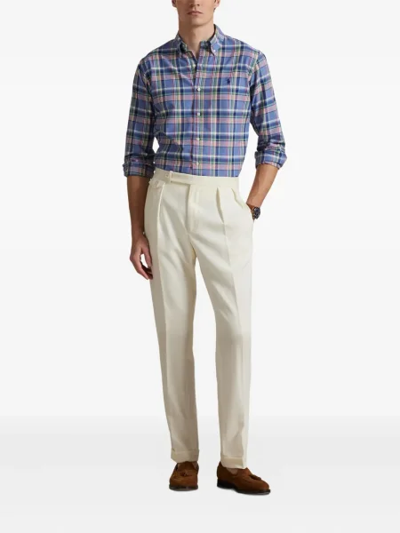 Șapcă Polo Ralph Lauren cu broderie din țesătură twill în carouri albastru