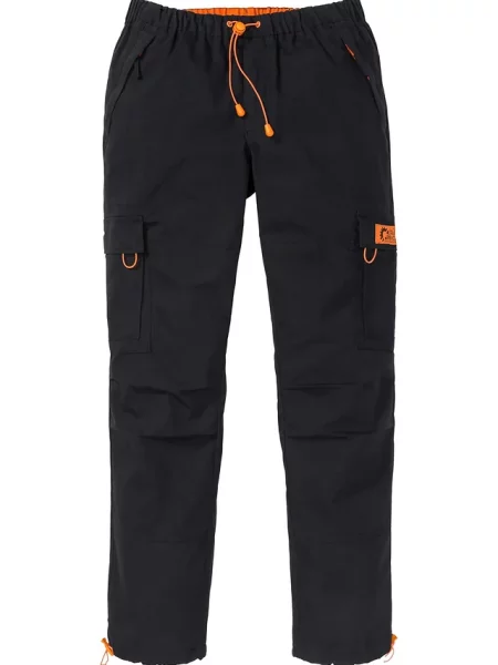 Spodnie z cargo z gumką w talii o kroju relaxed fit straight czarne