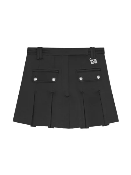 Mały spódnica plisowana Ganni neoprenowa czarna