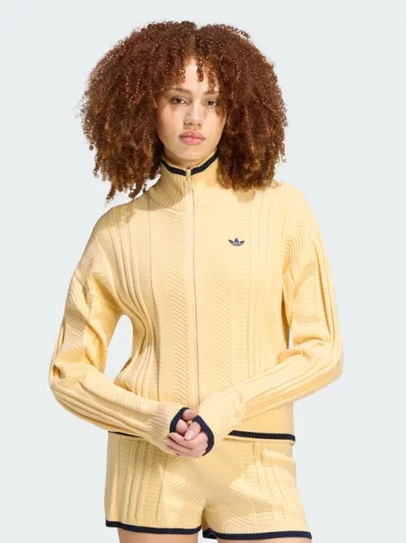 Adidas Pletena jopica Cable Knit Firebird Track Top rumena