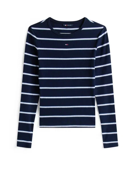 Tommy Jeans Bluză Essential Bleumarin alb