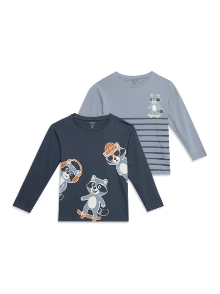 NAME IT Tricou NMMVILASSE' albastru porumbel / albastru închis / maro pueblo alb