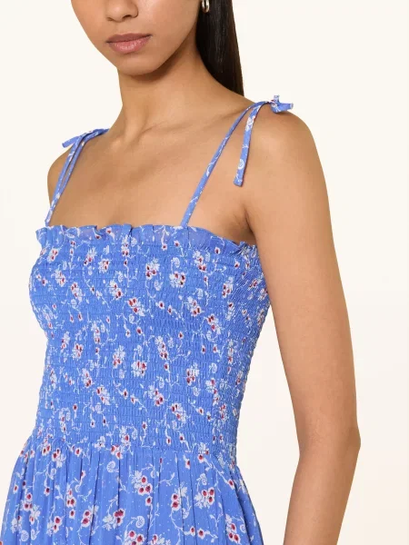 Tommy Jeans Bluzka Z Falbanami blau niebieska
