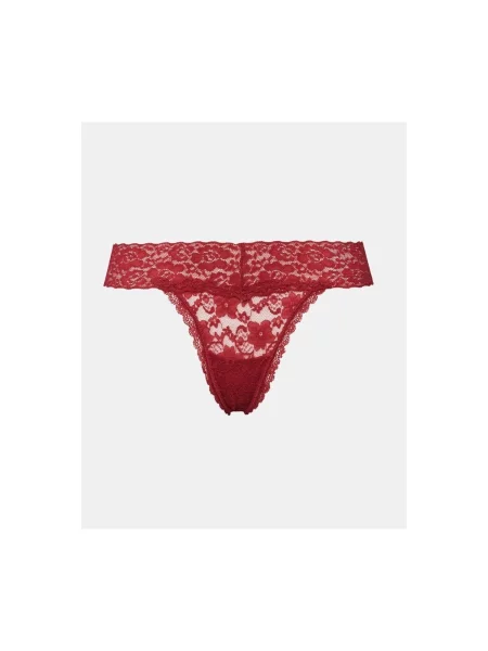 Chiloți tanga Guess din dantelă alb