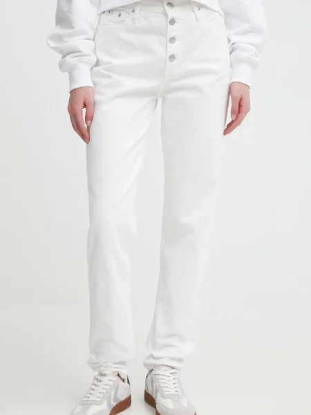 Mom дънки Calvin Klein Jeans с висока талия бяло