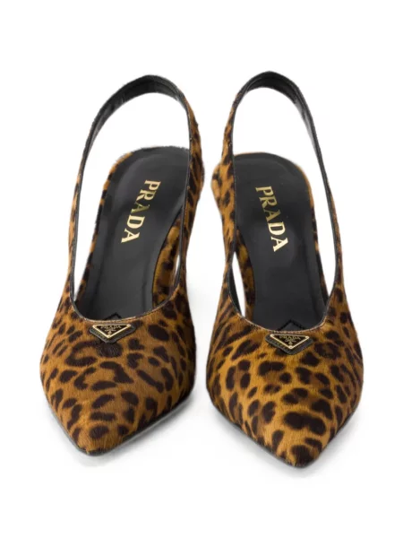 Pantofi cu toc Prada din piele slingback maro