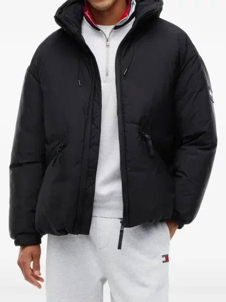 Geacă Tommy Hilfiger cu glugă cu autograf negru