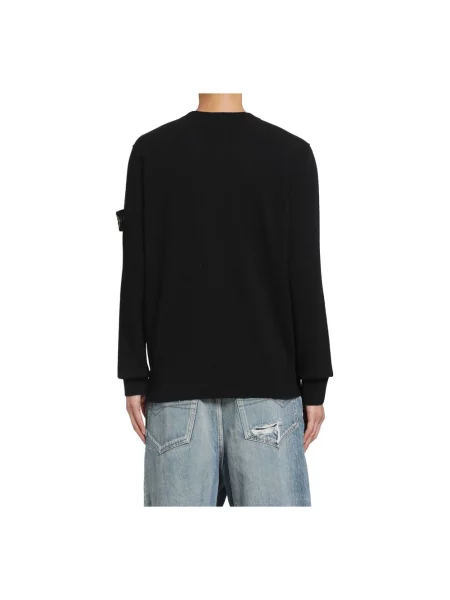 Lekki sweter Stone Island wełniany z kamieniami czarny