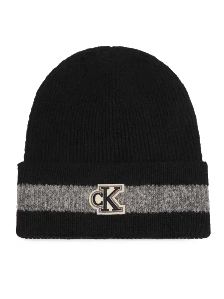 Calvin Klein Căciulă gri alb lână negru
