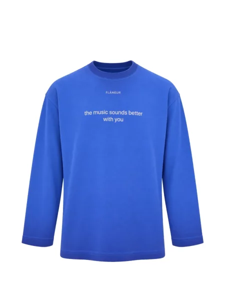 Lung tricou Flâneur cu imagine albastru