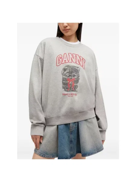 Bluza Ganni z nadrukiem szara