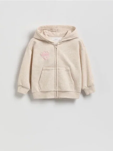 Reserved Rozpinana bluza z nadrukiem na plecach beżowy