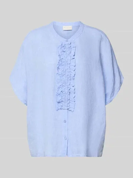 Bluzka z lnu o kroju relaxed fit z falbankami Milano Italy