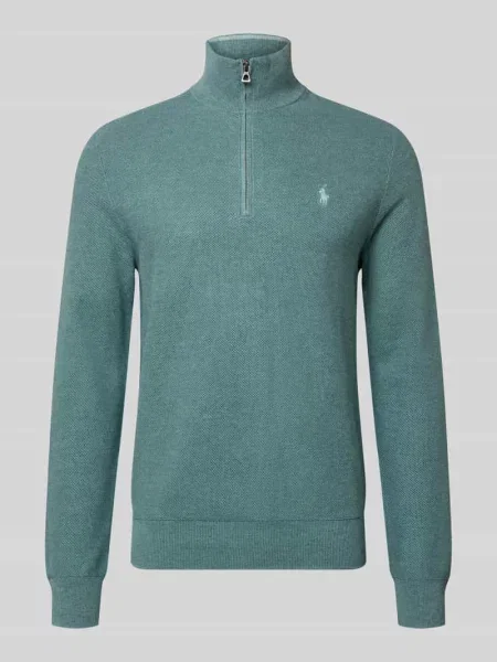 Sweter z Half Zip kołnierz zapinany Polo Ralph Lauren błękitny