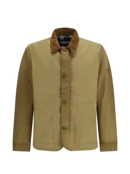 Gulerat geacă Barbour International de catifea cord verde