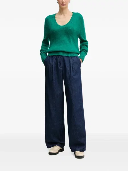 Pulover Benetton cu decolteu în V verde