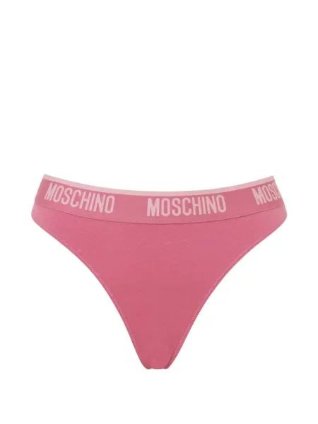 Chiloți tanga Moschino cu autograf roz