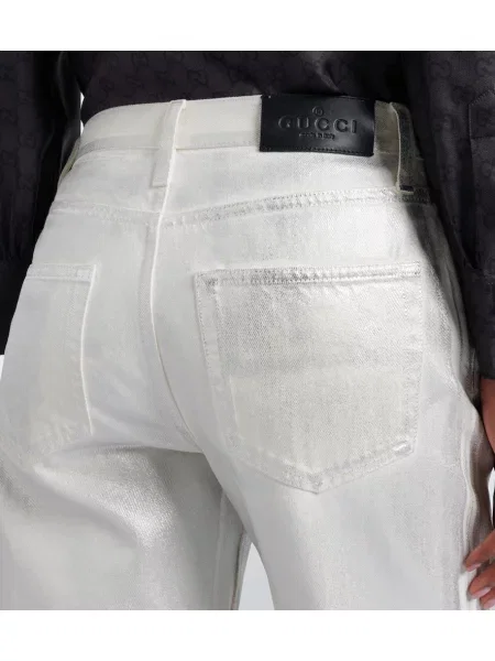 Široké džínsy Gucci s nízkym pásom biela